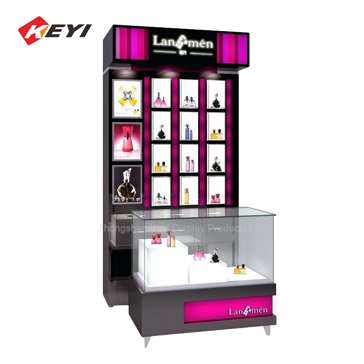 Perfume Retail Shop Interior Layout Wooden Perfume Display Cabinet