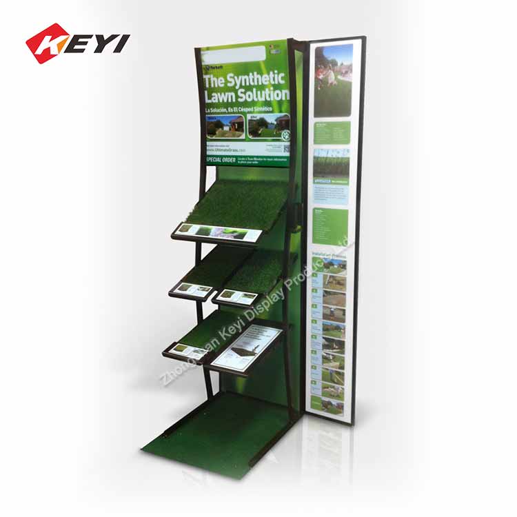 Custom Retail Shop Metal Artificial Grass Display Rack 