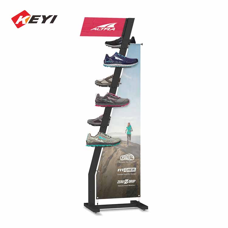 Metal Floor Sport Shoe Display Stand - 6 Shelves