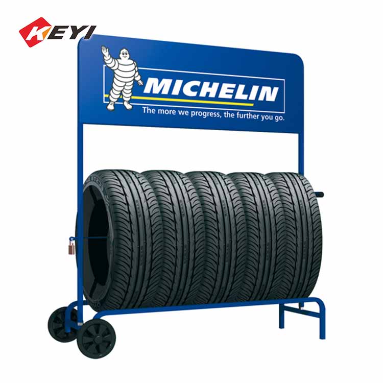 mobile tire display stand with logo printing