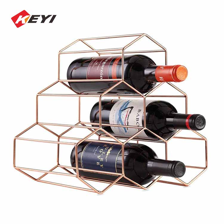 luxury rose gold wine rack,6 bottle wine organizer,honeycomb structure luxury rose gold wine rack,6 bottle wine organizer,honeycomb structure