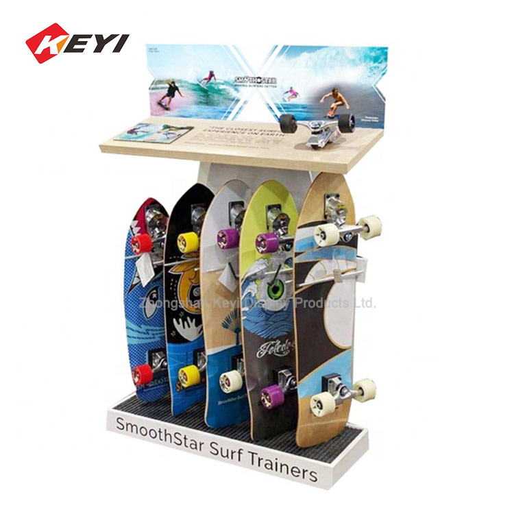 retail shop skateboard floor display rack