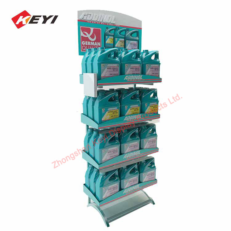 removable 4 tier metal shelf floor engine oil display stand