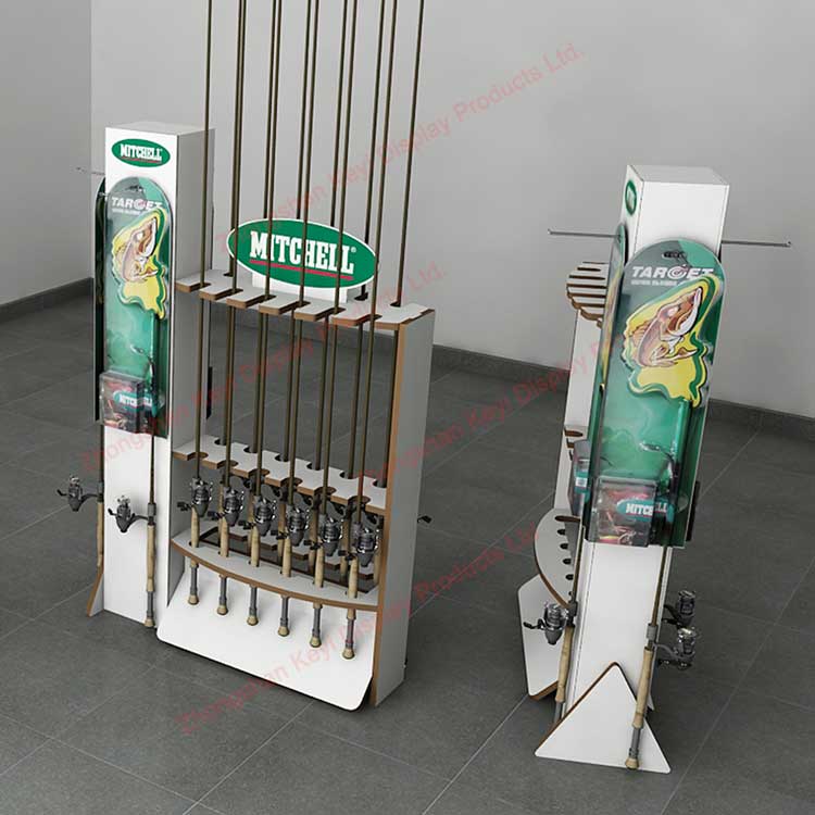 Custom Design Multiple Holes Wooden Fishing Rod Rack