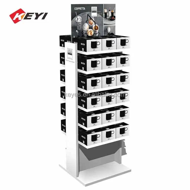 Custom wood Retail Store Cup Display stand Flooring Shelves Water Bottle Stand cup Display Rack For Sale Custom wood Retail Store Cup Display stand Flooring Shelves Water Bottle Stand cup Display Rack For Sale