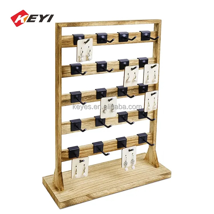 Wholesale Necklace Pendant wooden Base Showcase Jewelry Packaging display rack Custom Jewelry rotation Display Stand