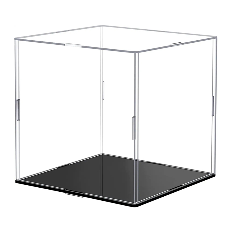 Simple Self-assembly Clear Acrylic Display Case Dustproof Showcase Acrylic Box With Matte Black Base Save Shipping Costs