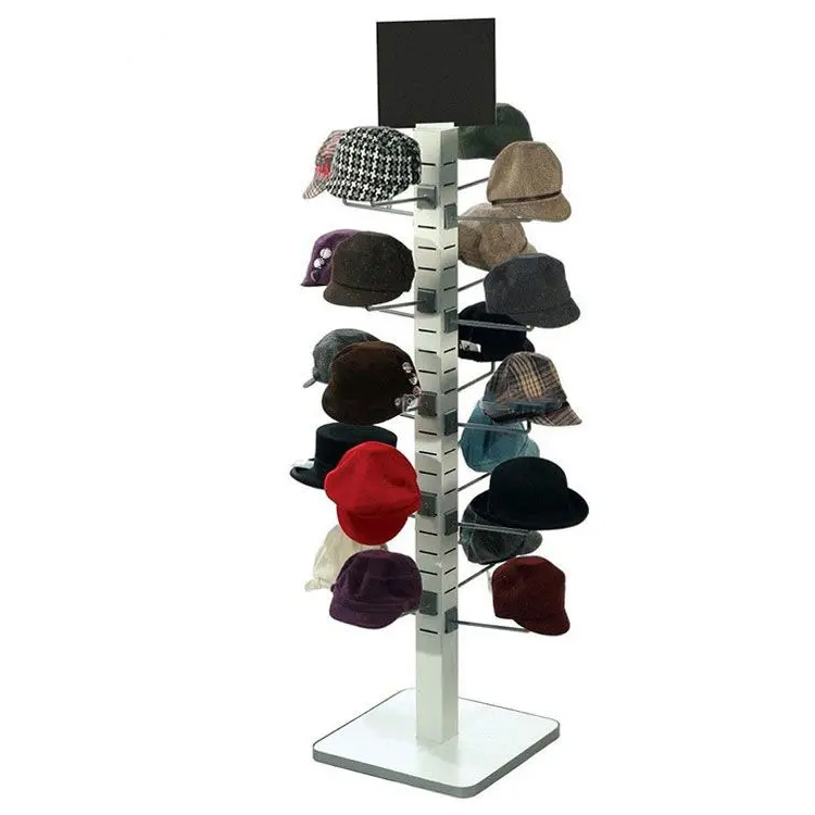Factory Price New Double Sided Hat Display Stand Floor Standing Baseball Shelf Cap Hat Peak Cap Rack Display Metal Wire For Hat