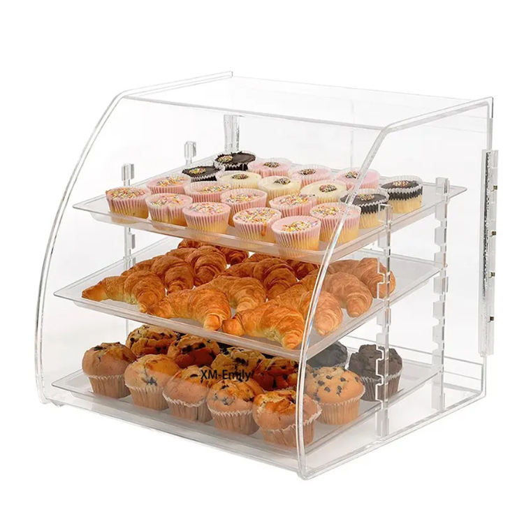 Factory Wholesale 3 Tier Clear Acrylic Cake Cabinet Stand Bakery Pastry Display Case