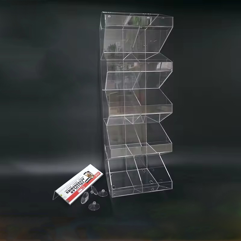 Factory customized  clear candy acrylic display stand power bank phone accessories display stand shelf acrylic data line display rack
