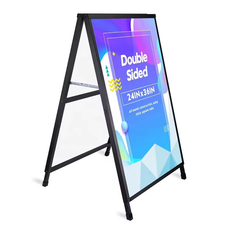 A- Frame Poster Rack 24 x 36 Inch Outdoor Sign Metal Collapsible Signs Stand Double-Sided Display Poster Boards