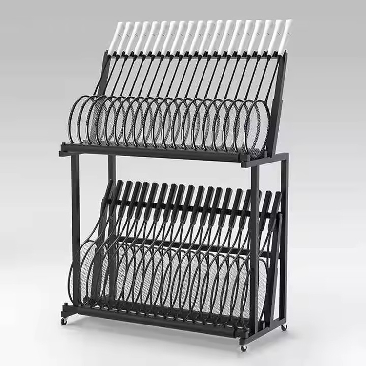 Factory customization Mobile Badminton Racket Display Rack, Gymnasium/Court/Clubs Tennis Racquet Organizer Holder